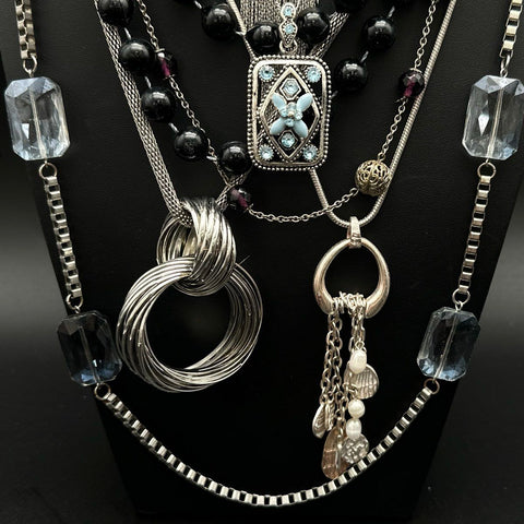 Statement Costume Jewelry Lot 15+ Necklaces Bib Pendant Beaded Multi-Strand