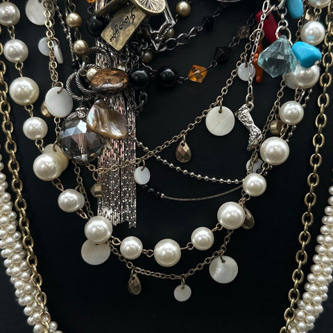 Mixed Fashion Necklaces Jewelry Lot Faux Pearl Charms Cross Sombrero Flower