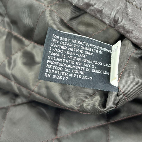 Vintage 90s Jacqeline Ferrari Brown Genuine Leather Hooded Parka Jacket Men's L