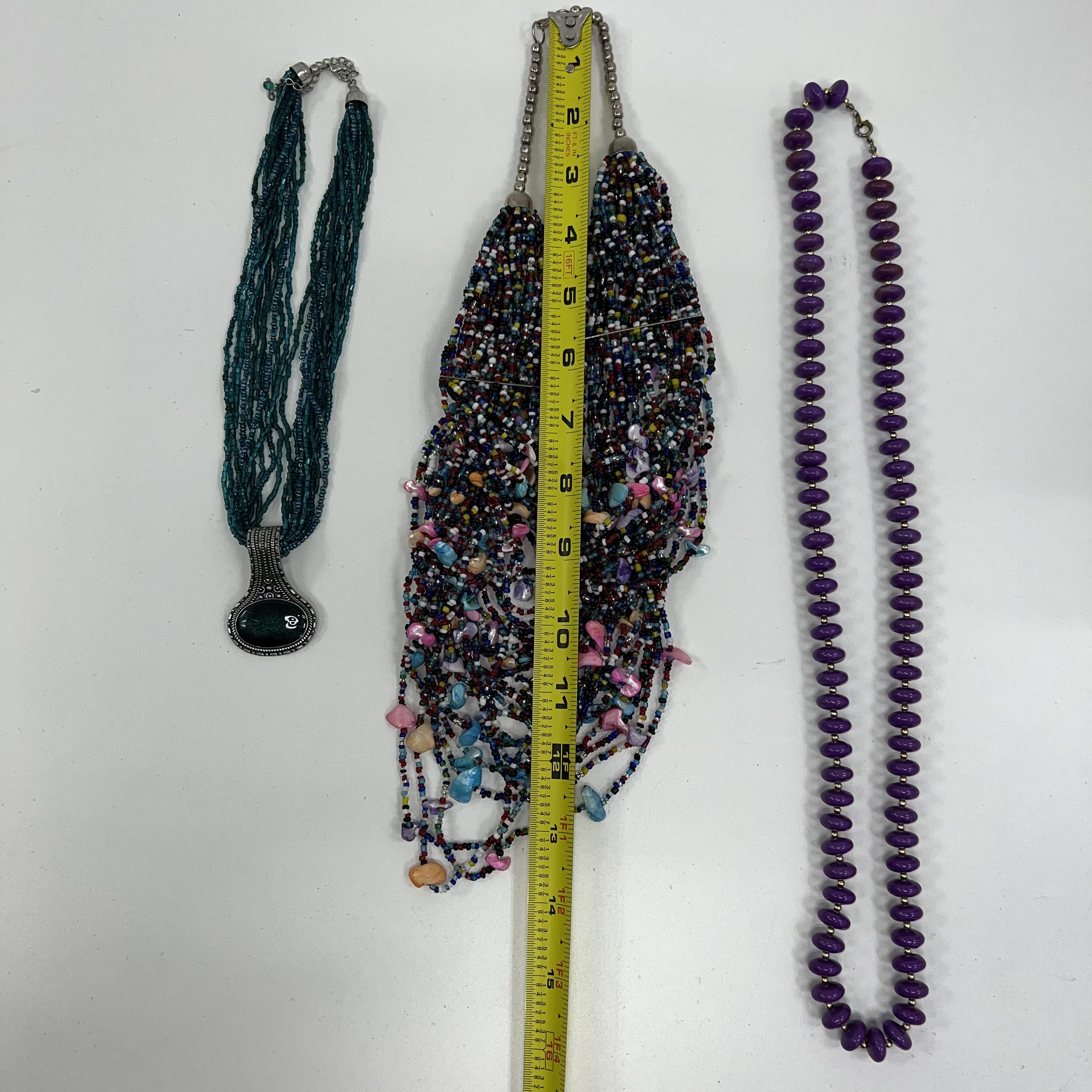 Lot of Statement Beaded Vibrant Teal Purple Multicolor Necklaces Bracelets