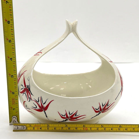 Hallcraft Eva Zeisel Bird of Paradise Ceramic Gondola Basket Bowl Mid Century