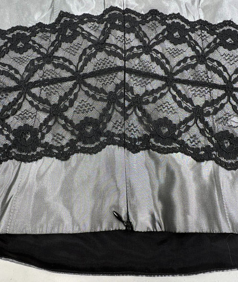J.R. Nites Silver Black Vintage 90s NWT Taffeta 2pc Skirt Set Women's 14 16