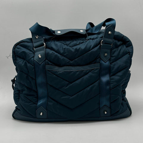 Cynthia Rowley Navy Blue Quilted Puffer Duffle Bag Large Travel Gym Bag