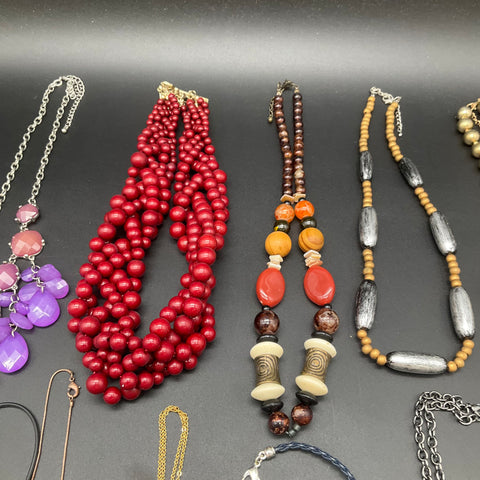 Statement Fashion Necklace Jewelry Lot 15pc Beaded Pendant Boho Modern Mix