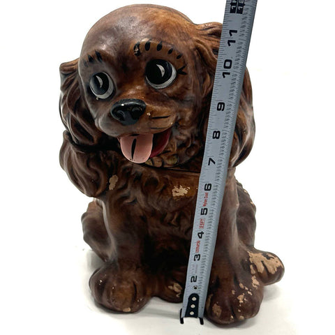 Vintage Ceramic Dog Cookie Jar Cocker Spaniel 10 Inch Hand-Painted Figurine
