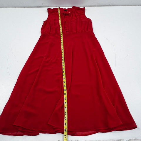 Ann Taylor Women's Red Tie Neck Sleeveless Fit and Flare Dress Sz 14 NWT