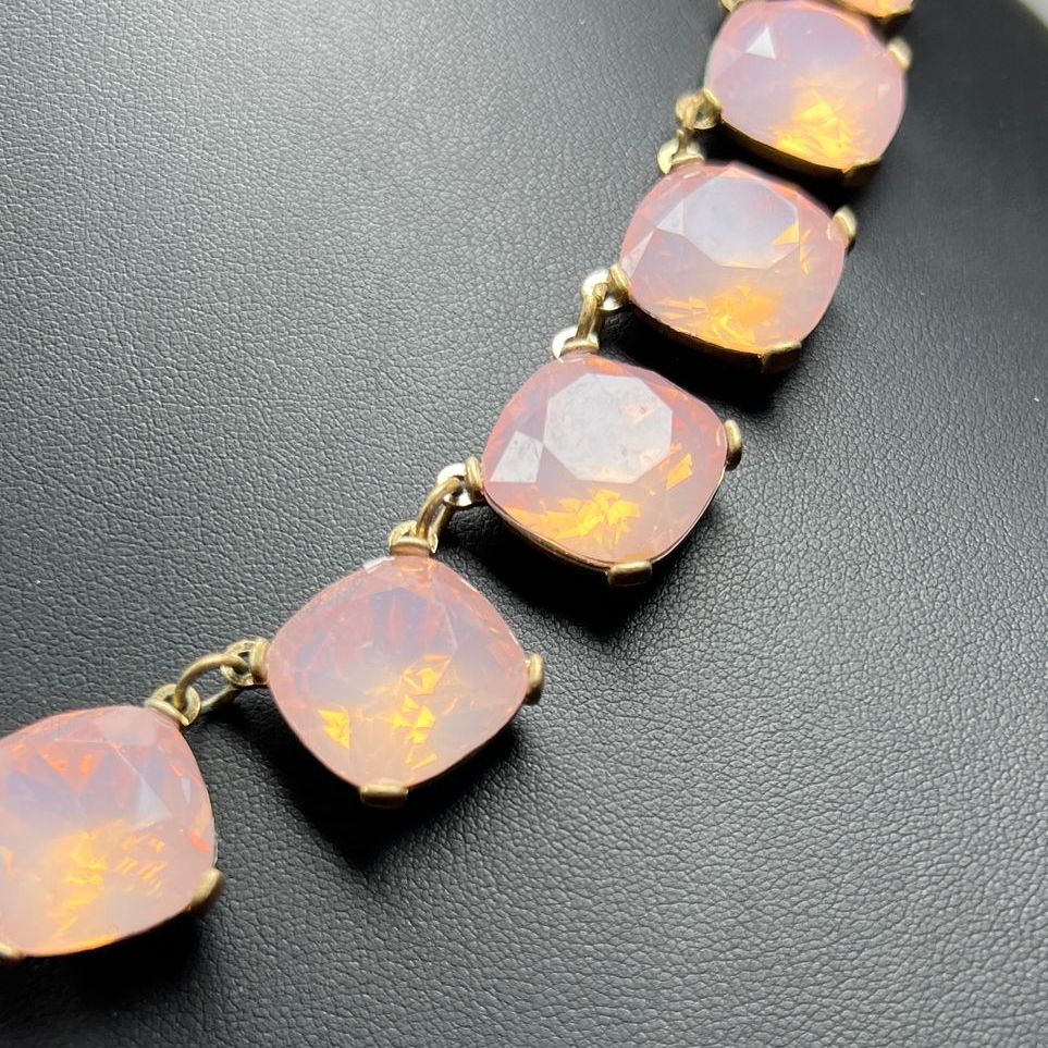 Plunder Pink Rhinestone Gold tone Statement Necklace