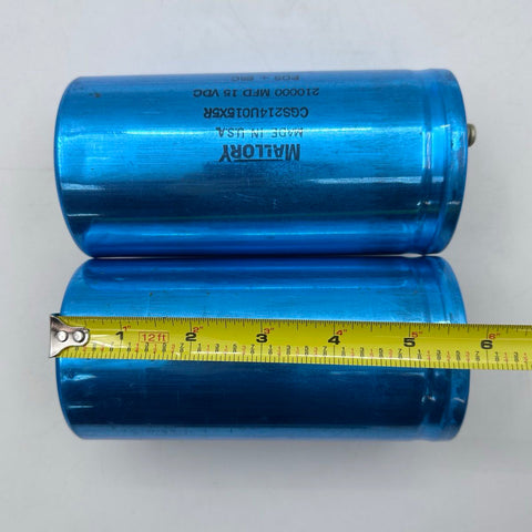 Vintage Mallory CGS 210000 MFD 15 VDC Electrolytic Capacitors Lot of 2 Untested