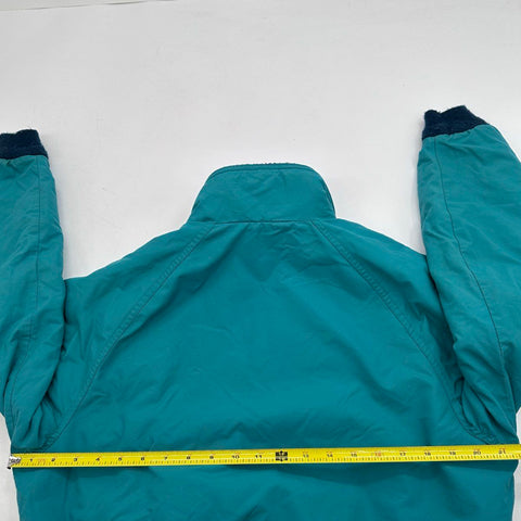 Vintage 90s L.L. Bean Warm-up Jacket Fleece Lined Teal Made USA Kids Sz 14