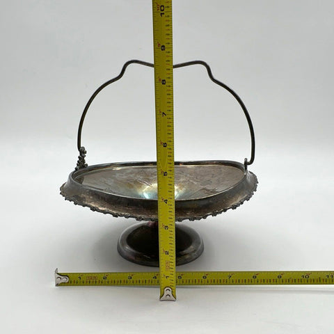 Vintage Beacon Silver Co Silver Plate Bridal Basket Footed Bowl Swing Handle