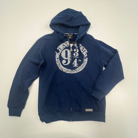 NWT Harry Potter Navy Platform 9 3/4 Zip Up Hoodie Sweatshirt Unisex Size S