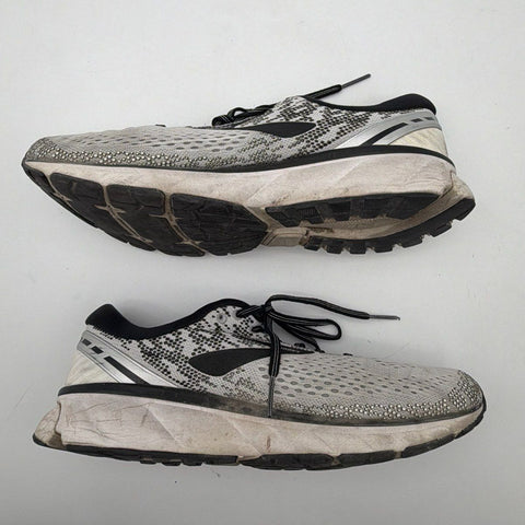 Brooks Ghost 11 Black White Grey Running Shoes Men's Size 10.5