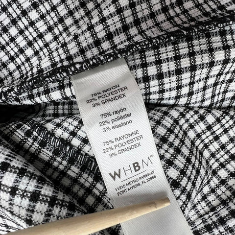WHBM NWT Black White Mini Plaid Band Collar Jacket Women's Size 14