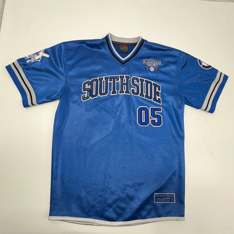 Vintage Y2K FUBU Men's Southside 05 Blue Baseball Jersey Embroidered Size L