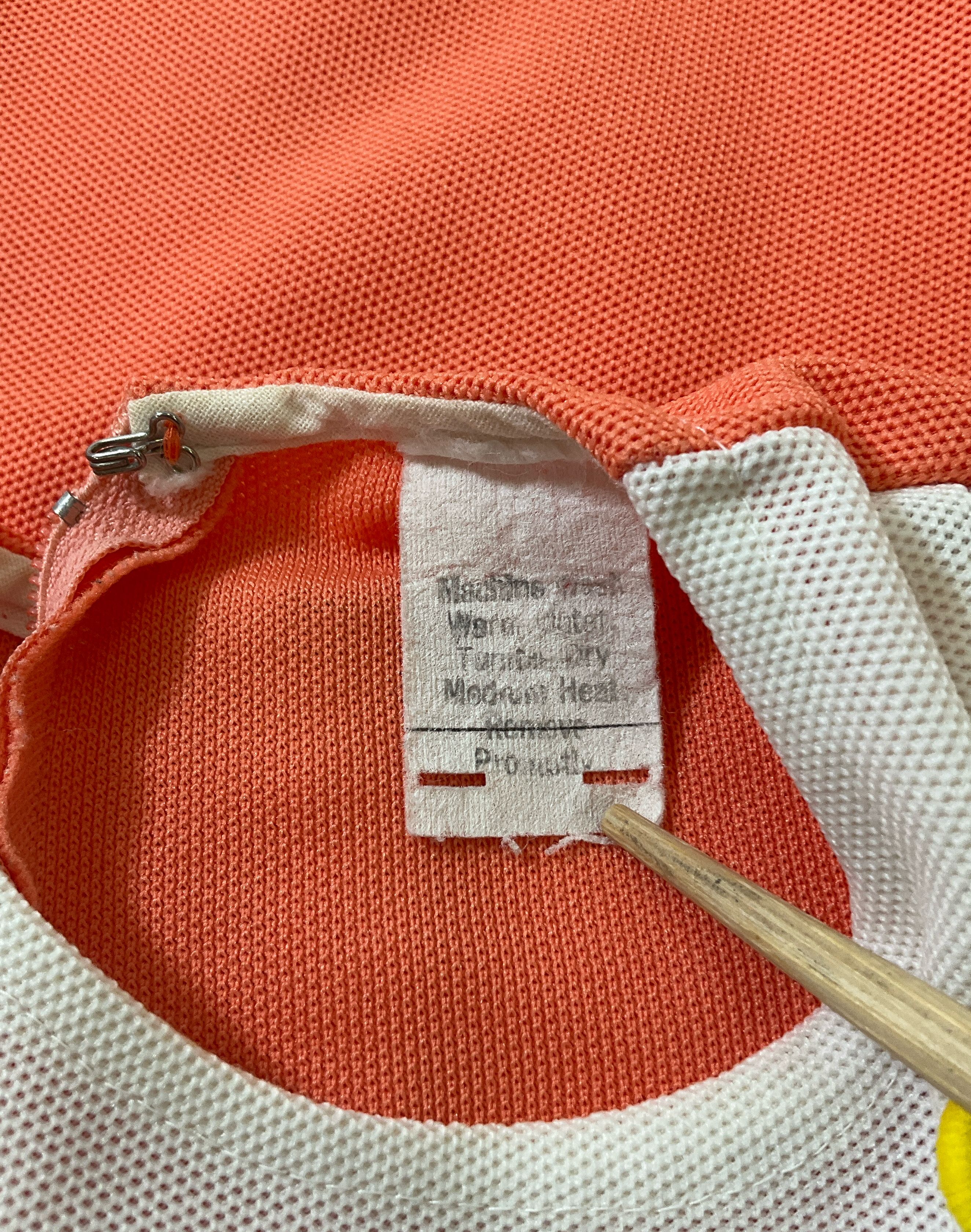 Vintage Girl's Orange Puff Sleeve Polyester Dress White Ruffle Trim Sz 28 Chest