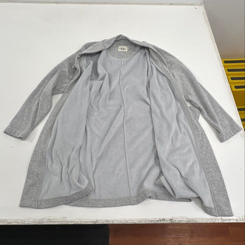 Ugg Women's Karoline Fleece Robe Gray Heather Belted Loungewear Pockets Sz L