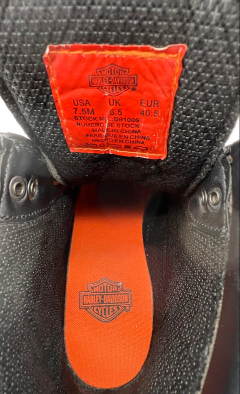 Harley Davidson D91005 Black Leather Ankle Motorcycle Boots Men's Size 7.5