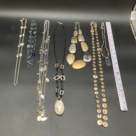 Chico's Fashion Jewelry Lot of 7 Necklaces Silver Gold Tone Beaded Charms