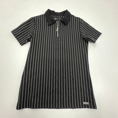 Mauvais Men's Black Pinstripe Quarter Zip Stretch Polo Shirt Size S