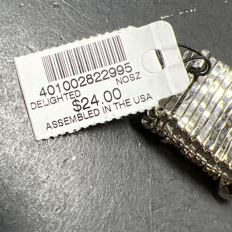 Chico's Delighted Rhinestone Silver Tone Stretch Adjustable Size Ring NWT