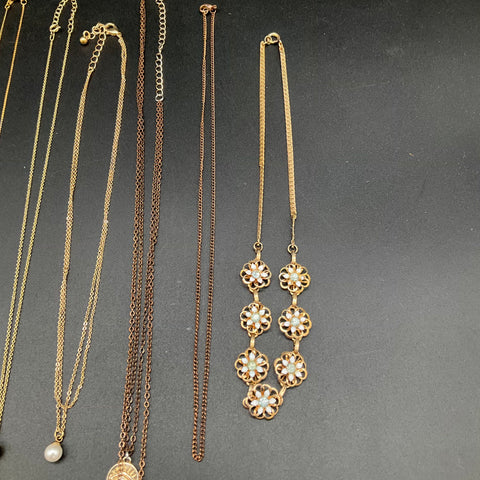 Vintage Fashion Costume Jewelry Lot 11 Necklaces Rose Quartz Heart Butterfly