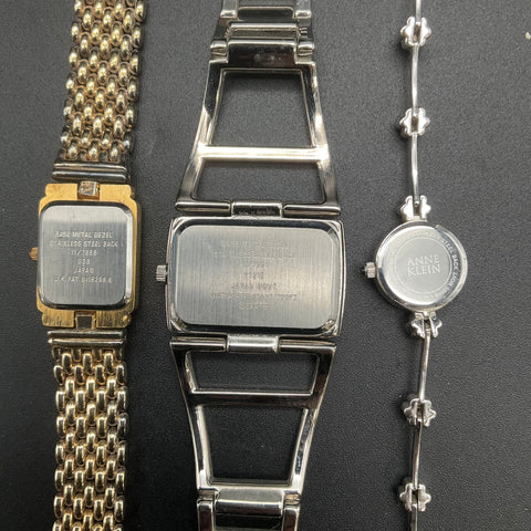 Vintage Anne Klein Watch Lot of 3 Swivel Band Rhinestone Accents As Is