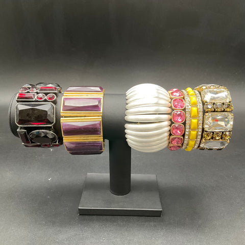 Vintage to Modern Costume Jewelry Lot 2.3 Lbs Bangles Stretch Rhinestone 13pc