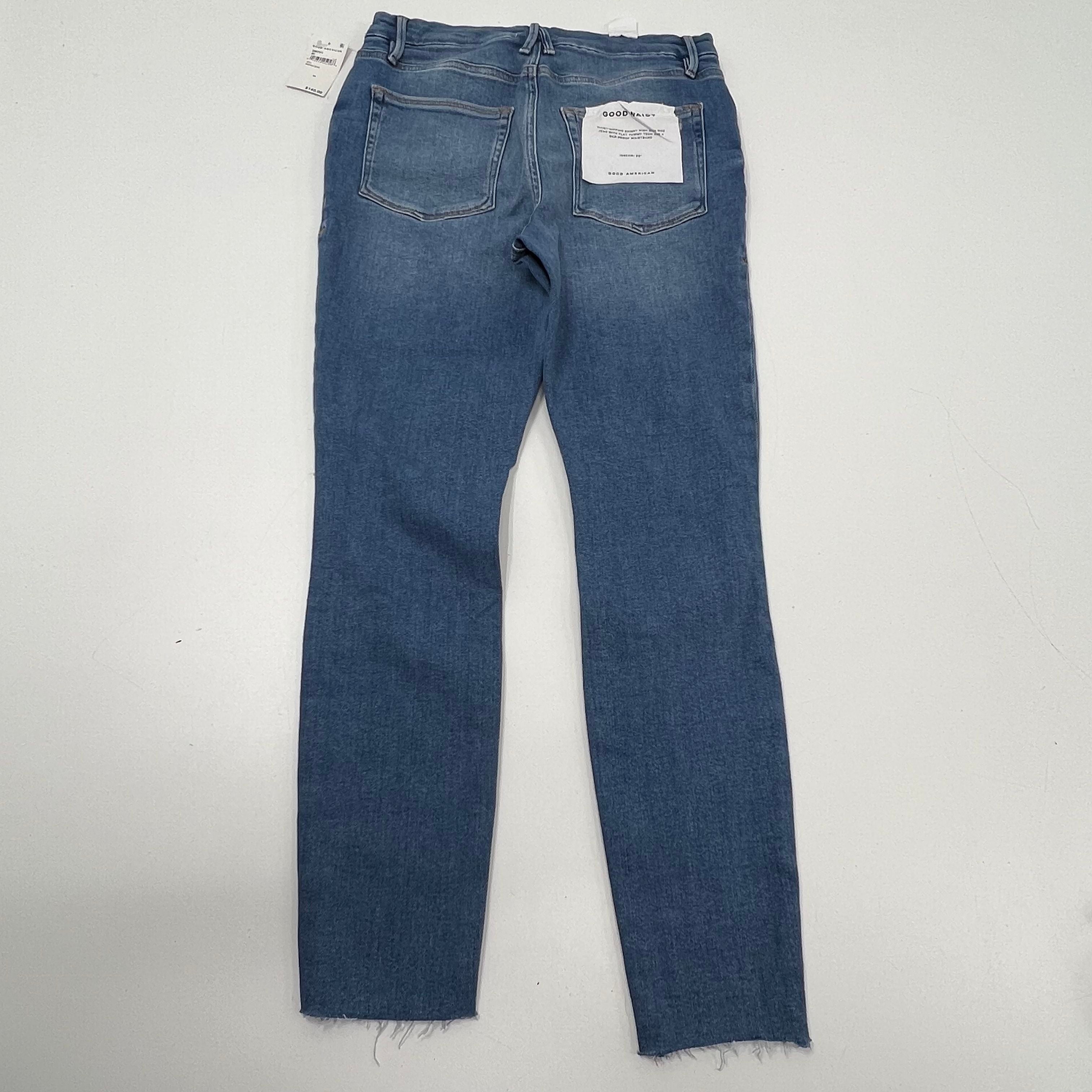 NWT Good American Good Waist Blue Distressed High Rise Skinny Jeans Women's 10