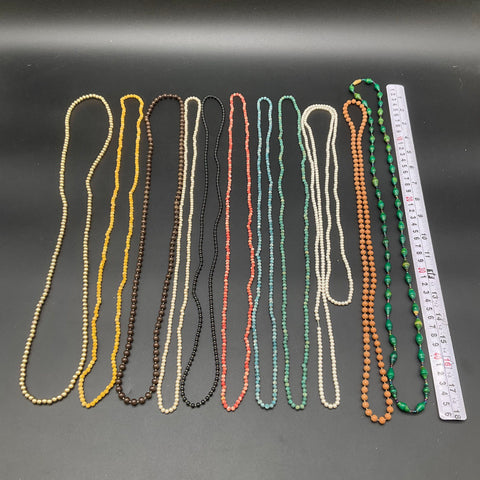 Vintage Bohemian Beaded Necklace Lot 12pc Faux Pearl Stone Wood Beads Eclectic