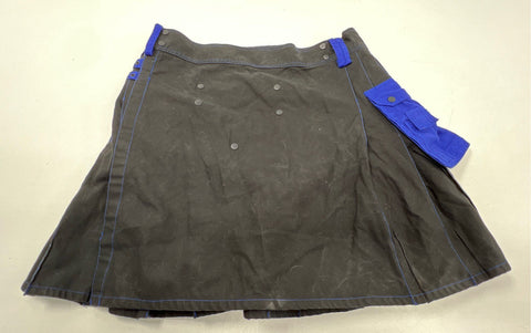 UTK Men's Black Blue Utility Kilt Cargo Pockets Contrast Stitch Sz 44
