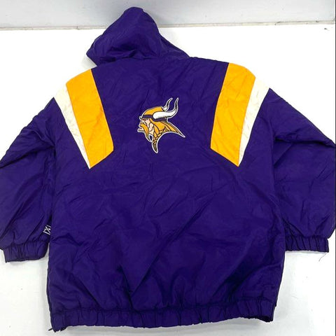 Vintage Y2K Reebok NFL Vikings Purple Pullover Puffer Jacket Kids XL 18-20