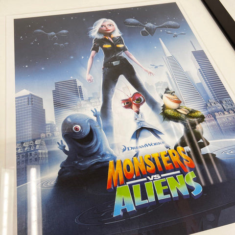Monsters vs Aliens DreamWorks Movie Poster Limited Edition 2009 Framed 25x31