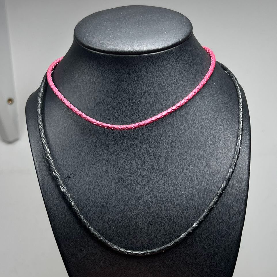 2 Pandora Leather Cord Necklace for Beads Sterling Silver Clasps