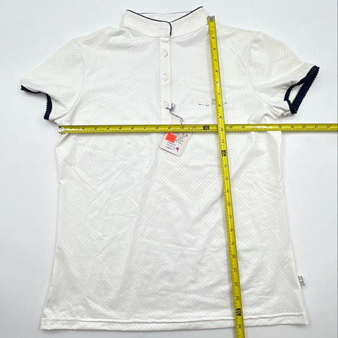 Sarm Hippique Women's White Navy Equestrian Show Shirt DANA/S77 Italian NWT XL