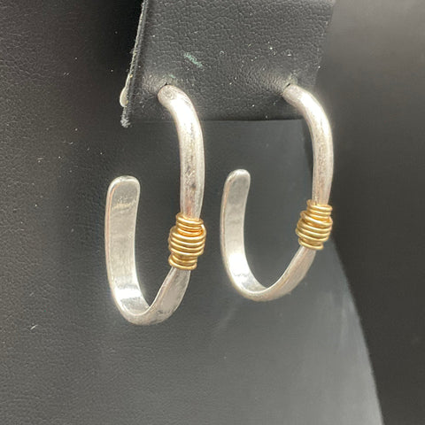Robert Lee Morris Soho Sterling Silver 925 Wire Wrapped Hoop Earrings