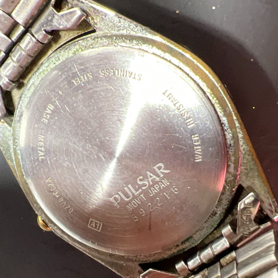 2 Pulsar Analog Date Watches Lot Untested for Parts or Repair