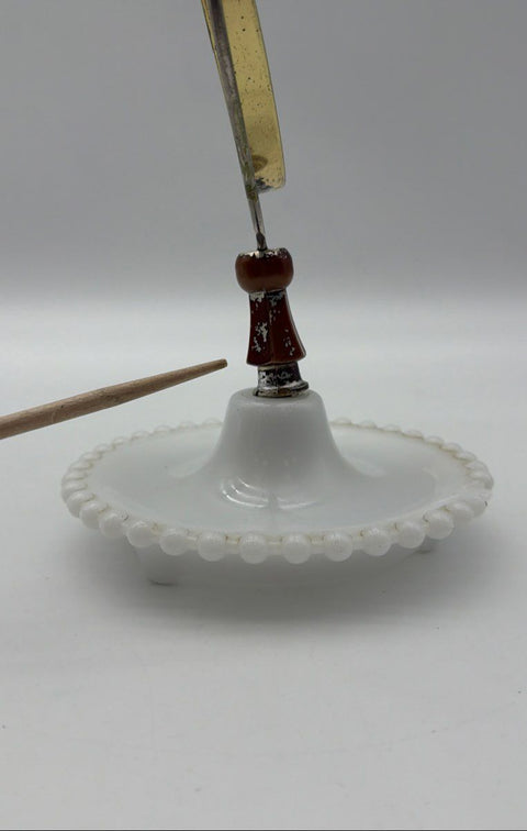 Vintage Swivel Vanity Mirror Hobnail Milk Glass Base Mid Century 11" Tall