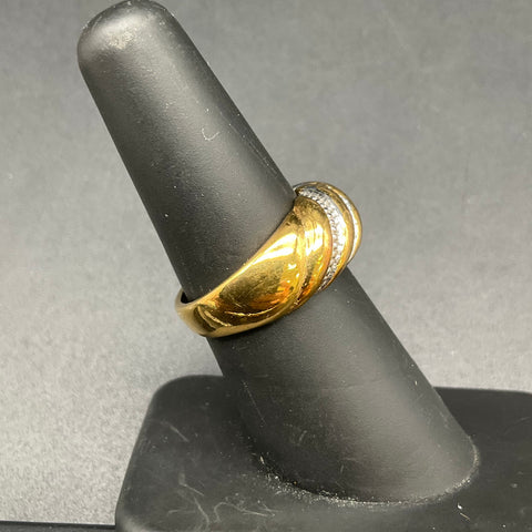 Vintage Uncas 14KT HGE Gold Tone Twisted Dome Ring Size 7 Clear Accents