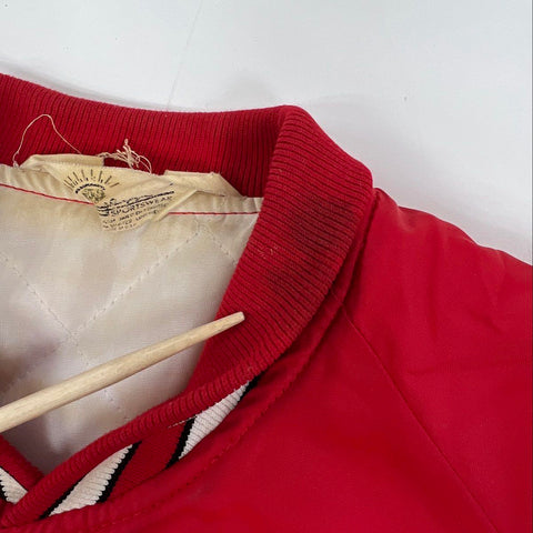 Vintage 80s Nebraska Huskers Quilted Satin Bomber Jacket Tackle Twill Sz XXL