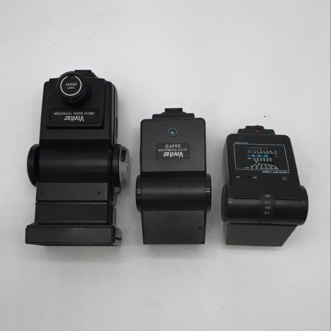 Vivitar Auto Thyristor Camera Flash Lot 285HV 550FD 2800 3 Pieces Vintage