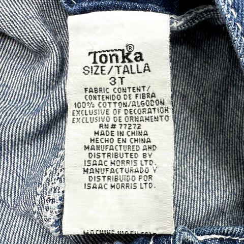 Vintage 2001 Tonka Kids Denim Cargo Shortalls Construction Vehicle Blue Sz 3T