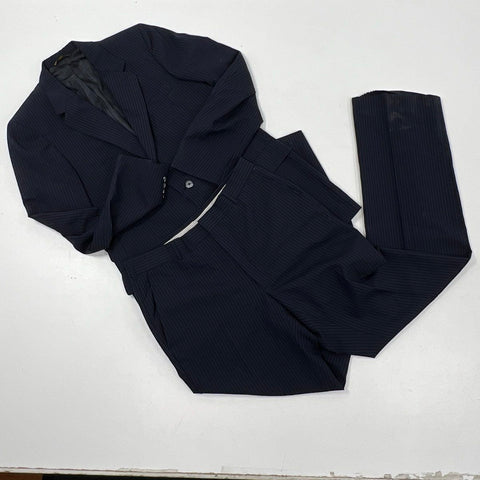 Vintage 90s Christian Dior Men's Navy Pinstripe Suit 35x32