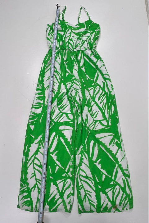 Lilly Pulitzer Target Women's Green White Palm Leaf Print Wide Leg Jumpsuit Sz M