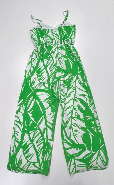 Lilly Pulitzer Target Women's Green White Palm Leaf Print Wide Leg Jumpsuit Sz M