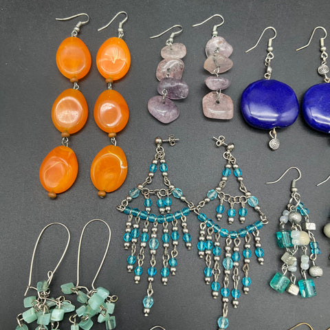 Boho Artisan Handcrafted Dangle Drop Earrings Costume Jewelry Lot of 15 Pairs