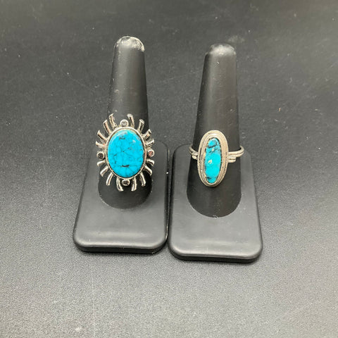 Vintage Silver Tone Faux Turquoise Southwestern Jewelry Lot of 7 Pieces