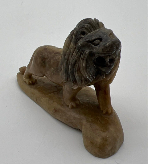 Vintage Stone Carved Lion Figurine Chinese Hand Crafted 4.5 Inch