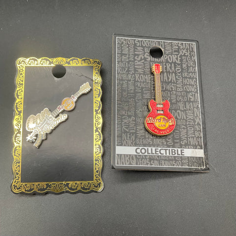 Hard Rock Cafe Lot of 11: 5 Enamel Guitar Pins & 6 Save the Planet Buttons