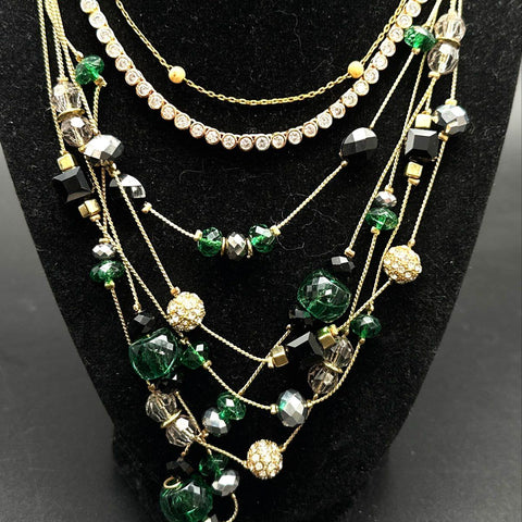 Modern Costume Jewelry Lot of 2 Statement Necklaces Faux Pearl Faceted Beads