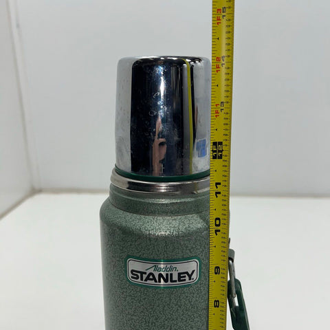 Vintage 80s Aladdin Stanley Green Hammertone Vacuum Bottle Thermos 1 Quart USA